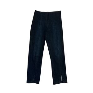 8 Mesmerize Dark Wash Zip Front High Waist Jeans Denim Pants Front Ankle Slit